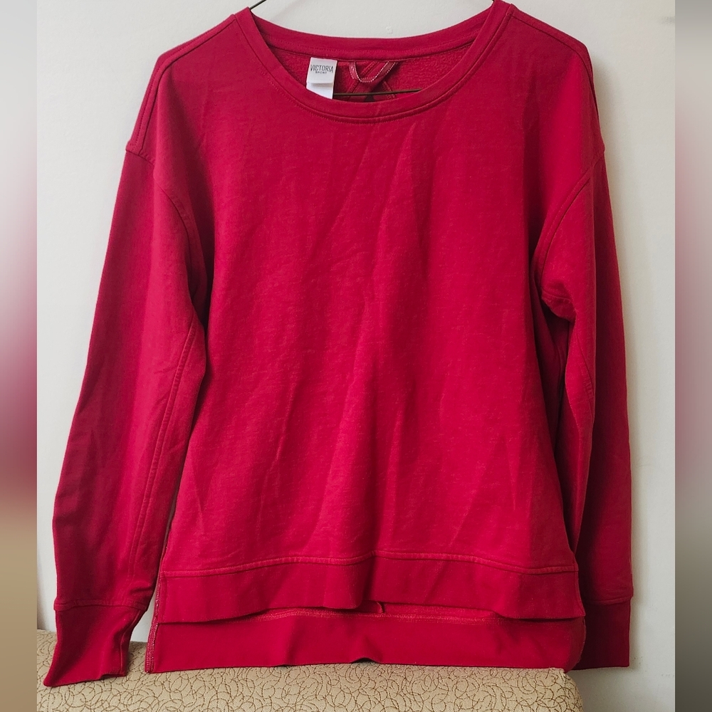 Victoria Sport Womens High Low, Peekaboo Open Back‎ XS Red Sweatshirt